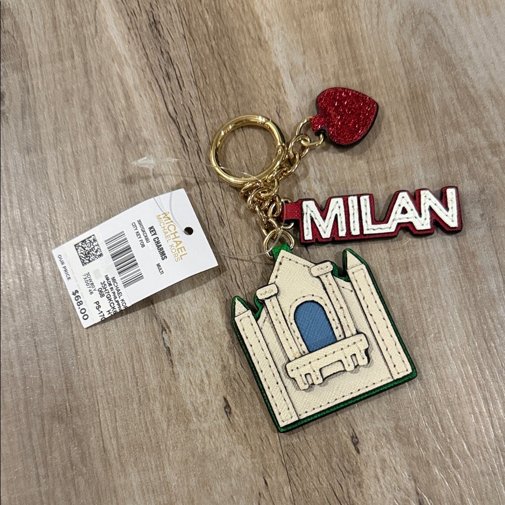 NWT MICHAEL Michael Kors Red, Cream, Green, Blue Milan Duomo Landmark Keyring
